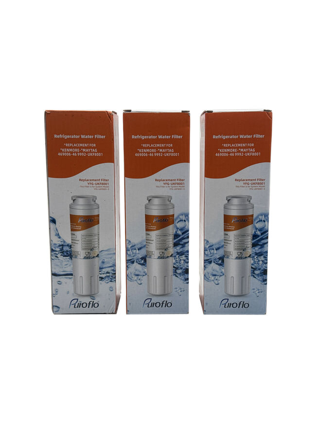 PUROFLO UKF8001 Compatible with Whirlpool EDR4RXD1, 4396395, Maytag UKF8001, UKF8001AXX, EveryDrop Refrigerator Water Filter 4, RFC0900A, UKF8001AXX-200, UKF8001P, 469006, PUR, Puriclean II - 3 Pack
