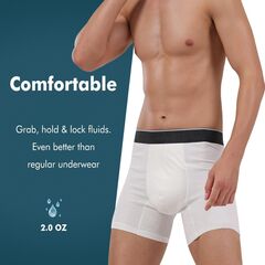 AIRCUTE Washable Absorbency Urinary Incontinence Underwear for Men Boxer Briefs for Bladder Leaks 60 ML 3 Pack (Medium, 3 White)