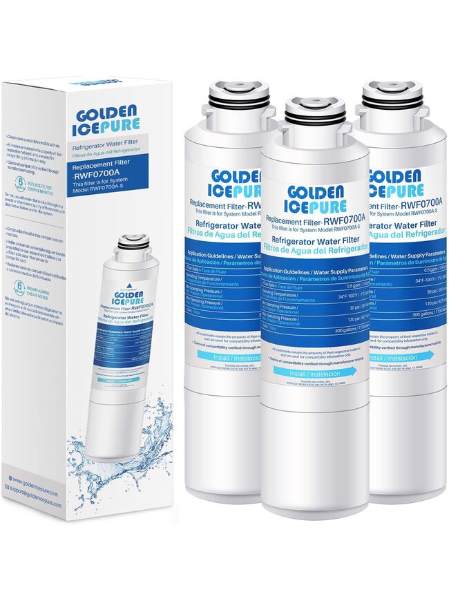 GOLDEN ICEPURE RWF0700A Refrigerator Water Filter Replacement for Samsung DA29-00020B, HAF-CIN/EXP, RF263BEAESR, RF28HMEDBSR, RF28HFEDTSR, RF28HFEDBSR, 3PACK