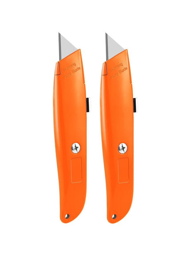 TIFICAL 2Pack Utility Knife Box Cutter Retractable Blade Heavy Duty (Orange)