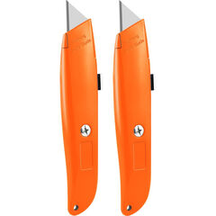 TIFICAL 2Pack Utility Knife Box Cutter Retractable Blade Heavy Duty (Orange)