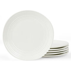 Famiware Dinner Plates, 10.25 Inch Plate Set for 6, Reactive Glaze Speckled Hand-made Ceramic Plates, Microwave & Dishwasher Safe, Scratch Resistant, Twilight Series, White