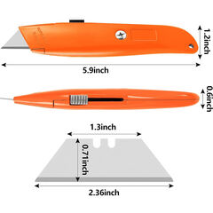 TIFICAL 2Pack Utility Knife Box Cutter Retractable Blade Heavy Duty (Orange)